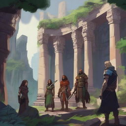 A high-quality digital art image depicts a distant view of a DND scene