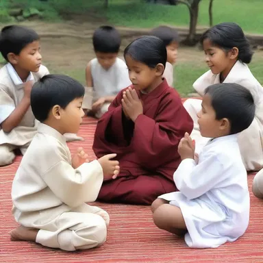 During the religious gathering, the children engaged in playful ribbing, teasing each other about their knowledge of scriptures.