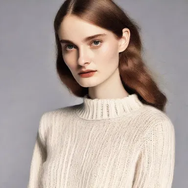 The fashion designer incorporated ribbing in the form of knitted trim on the sleeves of the sweater.