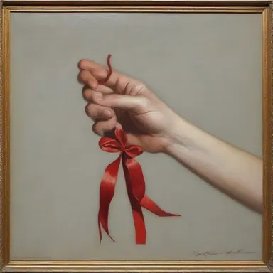 The painting depicted a delicate hand unfastening a ribbon, symbolizing the release of inhibitions and freedom of expression.