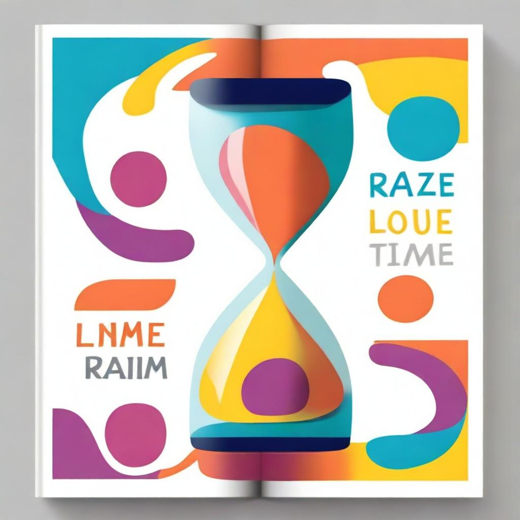 A bright, colourful drawing for a book cover about the theme of time optimization