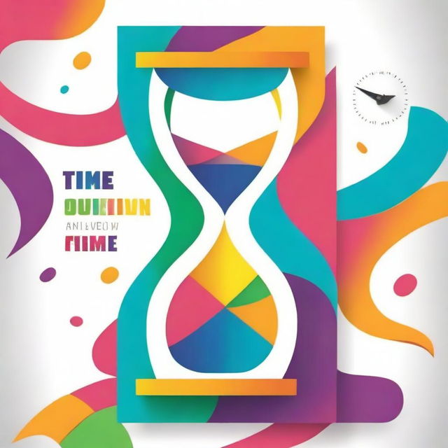 A bright, colourful drawing for a book cover about the theme of time optimization