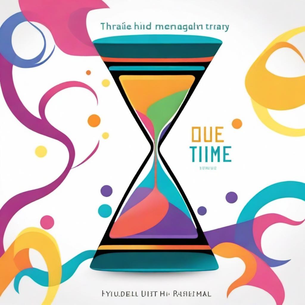 A vibrant, coloured drawing for a book cover on the theme of time optimization, devoid of any text