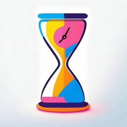 A striking drawing for a book cover about time optimization, using a palette of blue, orange, pink, and yellow