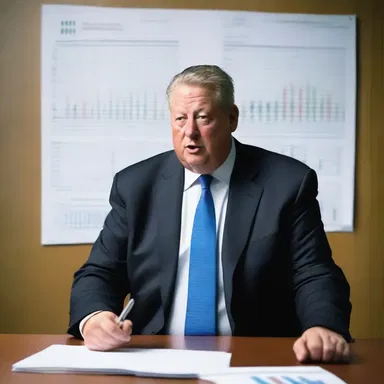 In the documentary film An Inconvenient Truth, Al Gore uses charts and data to sum up the impact of climate change.