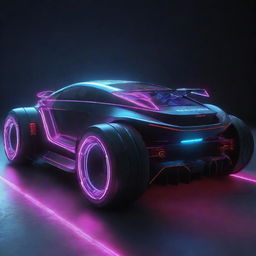 Electropunk vehicles pulsating with electric energy; sleek design with neon lights highlighting their edges, powered by visible high-voltage electric engines, and leaving trails of multicolored energy in their wake.