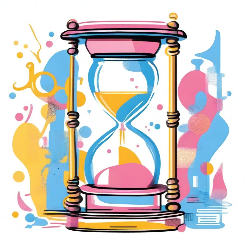 A high-definition, professionally drawn image for a book cover representing optimization of time, life, and work