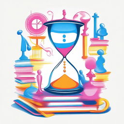 A high-definition, professionally drawn image for a book cover representing optimization of time, life, and work