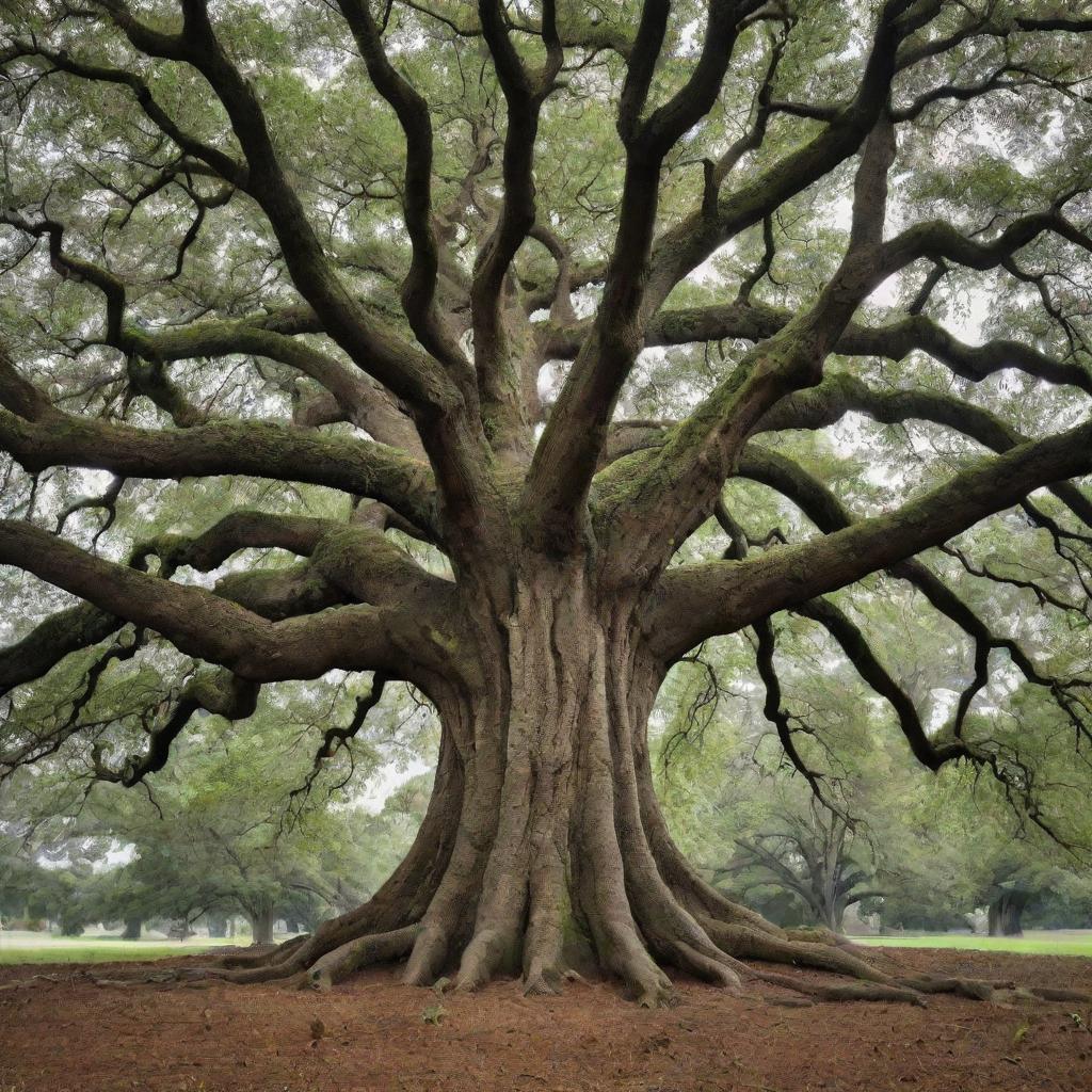 A tree with deeply rooted traditions growing upwards into branches representing modern eras, visually encapsulating the passage of time.