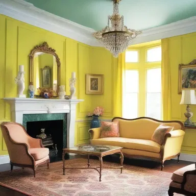 The bright and elegant color scheme of the living room prepossessed visitors as they entered the house.