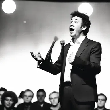 Before entering the stage, the comedian prepossessed the audience with a funny opening line.