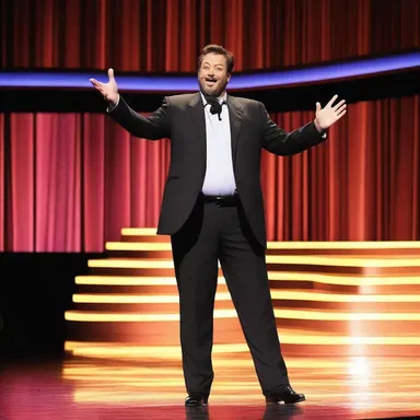Before entering the stage, the comedian prepossessed the audience with a funny opening line.