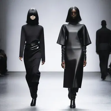 The fashion designer created a retributive collection inspired by justice and punishment, using dark colors and sharp lines in their designs.