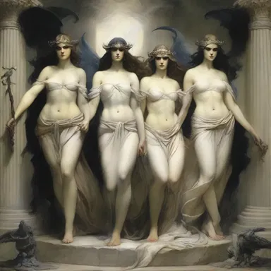 In Greek mythology, the Furies were goddesses of retributive justice who punished the wicked and avenged crimes.