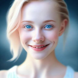 A digital art portrait of a girl with an ethereal, milky complexion