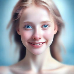 A digital art portrait of a girl with an ethereal, milky complexion