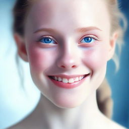 A digital art portrait of a girl with an ethereal, milky complexion