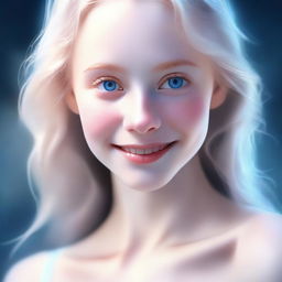 A digital art portrait of a girl with an ethereal, milky complexion