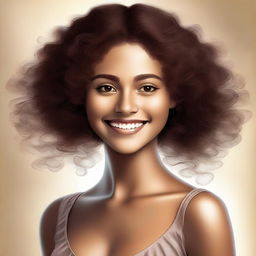 A high-quality digital art image captures the elegance of a girl with a radiant smile