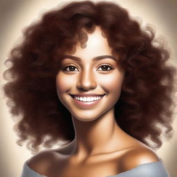 A high-quality digital art image captures the elegance of a girl with a radiant smile