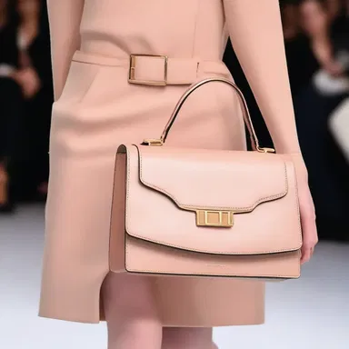 The fashion designer presented a boxlike handbag as part of their collection, with a sleek rectangular shape and sharp edges.