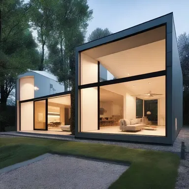 The modern house featured a boxlike design, characterized by its clean lines and box-shaped rooms.