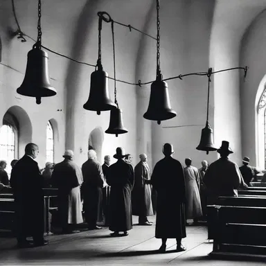 The ringing of the church bells signally called the faithful to gather for the religious service.
