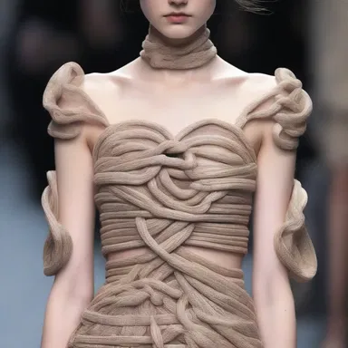 The designer skillfully intertwined the fabric to create an intricate knot on the dress.