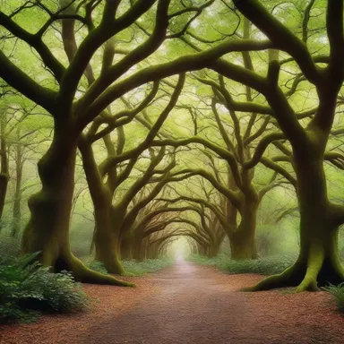 In the magical forest, the trees reached out with their branches and intertwined to create enchanting archways.
