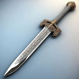 A high-quality digital rendering of a powerful sword