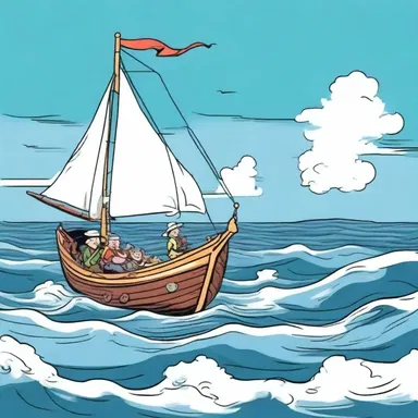 In the cartoon, the characters sailed across the sea using a lug to catch the wind.
