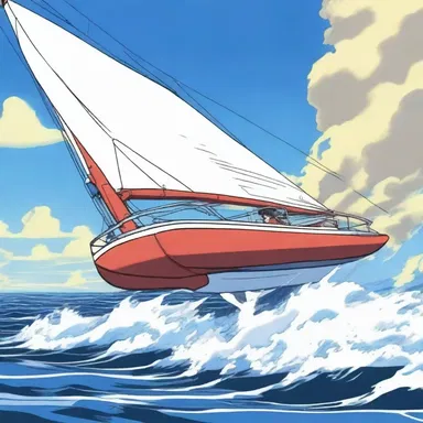The main character in the anime series controlled a flying lug sailboat with incredible speed and agility.