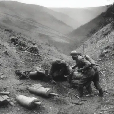 During World War II, soldiers were often seen lugging heavy artillery through the rugged terrain.