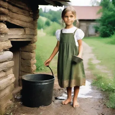 In the classic novel, the young girl had to lug buckets of water from the well to her family's cottage every day.