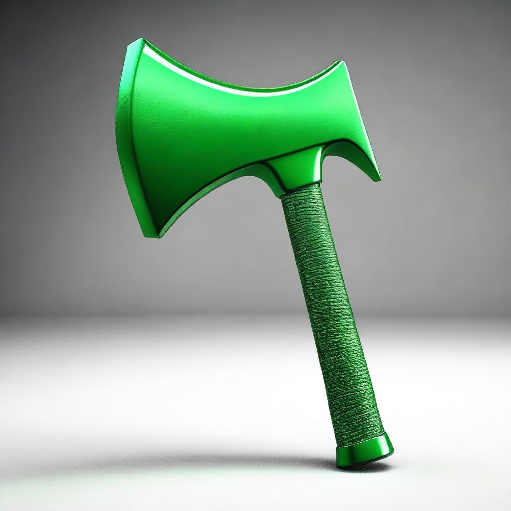 A high-quality digital art piece showcasing a green axe