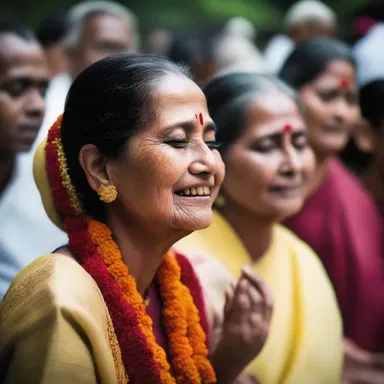 During the religious ceremony, the devotees showed their emotional connection to their faith by shedding tears of joy.