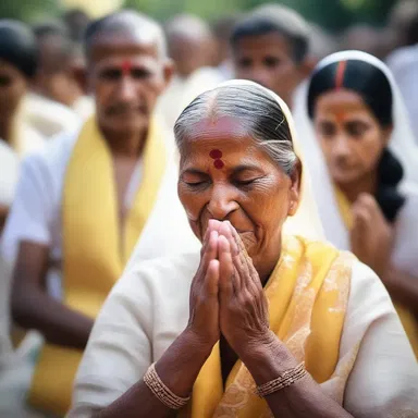 During the religious ceremony, the devotees showed their emotional connection to their faith by shedding tears of joy.
