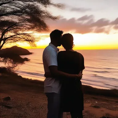 They shared an emotional embrace as they watched the sunset together.
