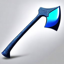 This is a high-quality digital art of a blue axe