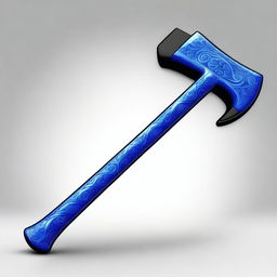 This is a high-quality digital art of a blue axe