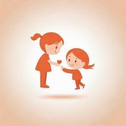 Generate a logo featuring a small girl and a small boy interacting playfully together, conveying innocence and friendliness.