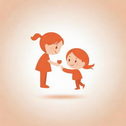 Generate a logo featuring a small girl and a small boy interacting playfully together, conveying innocence and friendliness.