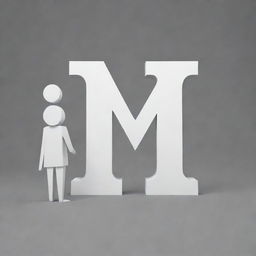 Two characters 'M' and 'I' standing out prominently on a gray background, both characters rendered in white.