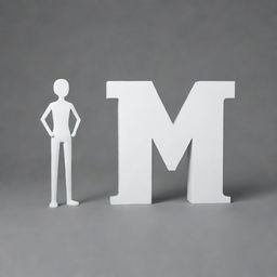 Two characters 'M' and 'I' standing out prominently on a gray background, both characters rendered in white.