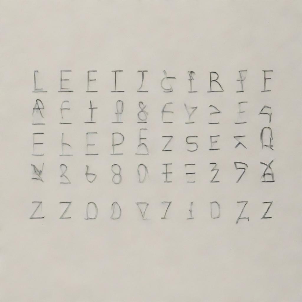 Display the English alphabet from A to Z, with five letters on each line.