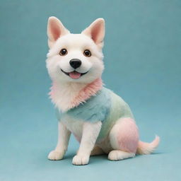 A whimsical Studio Ghibli style dog, showcasing soft, dreamy colors and abundant detailing.