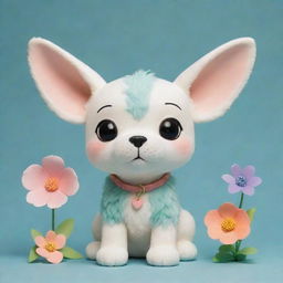 A whimsical Studio Ghibli style dog, showcasing soft, dreamy colors and abundant detailing.