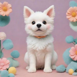 A whimsical Studio Ghibli style dog, showcasing soft, dreamy colors and abundant detailing.