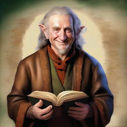 An enchanting digital art piece illustrating a hobbit cleric from the trickery domain