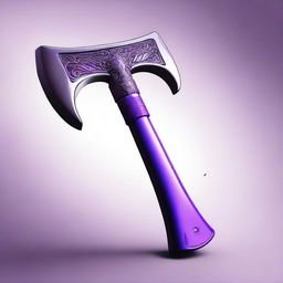 A digital art image showcasing a purple axe